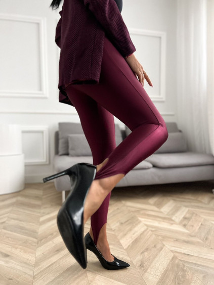 Lesklé legíny Saxtie - burgundy