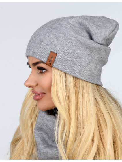 Dámsky set Lara - čiapka a šál - sivý