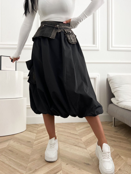 Midi sukňa Meanna - čierna