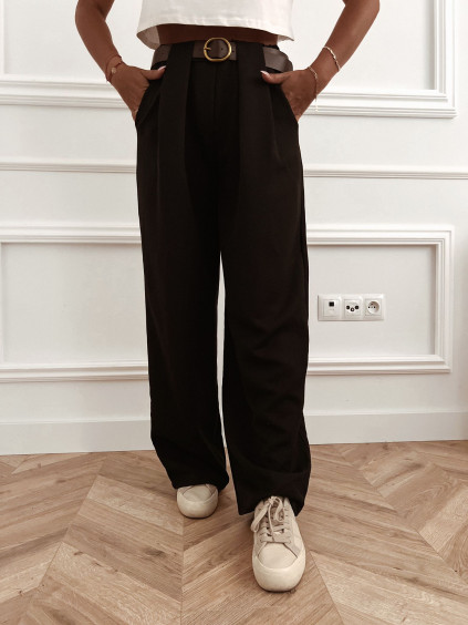 Dámske široké nohavice Mack - čierne