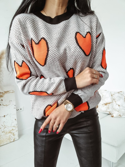 Dámsky sveter Orange Love - sivý