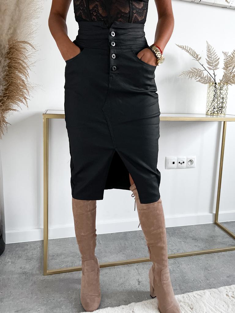 Elastická koženková sukňa Tessa – čierna Veľkosť: XXL