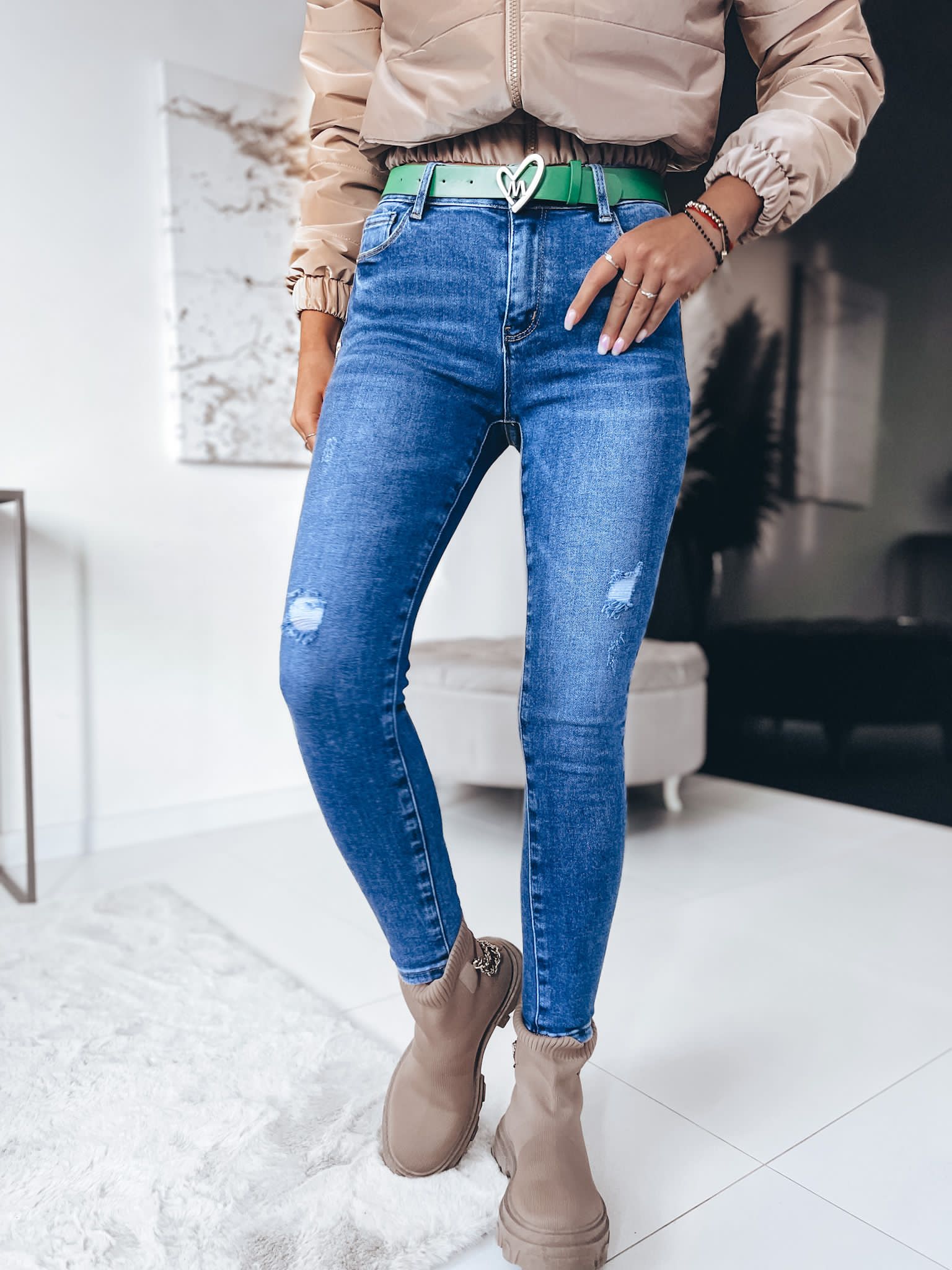 Elastické rifle M.Sara – modré Veľkosť: 31