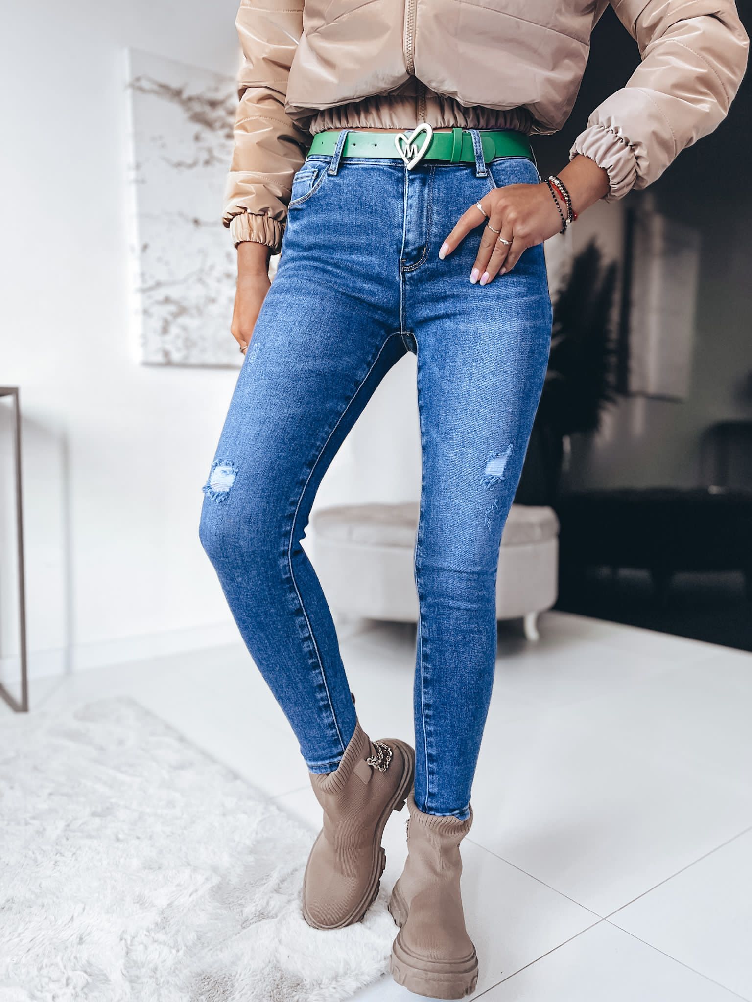 Elastické rifle M.Sara – modré Veľkosť: 31