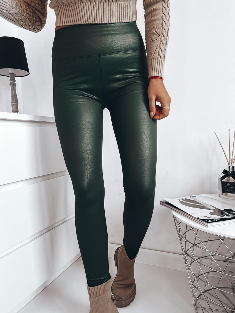 Zateplené koženkové legíny – zelené Veľkosť: XL/XXL