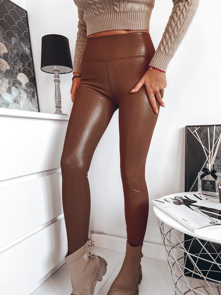 Zateplené koženkové legíny – camel Veľkosť: XL/XXL