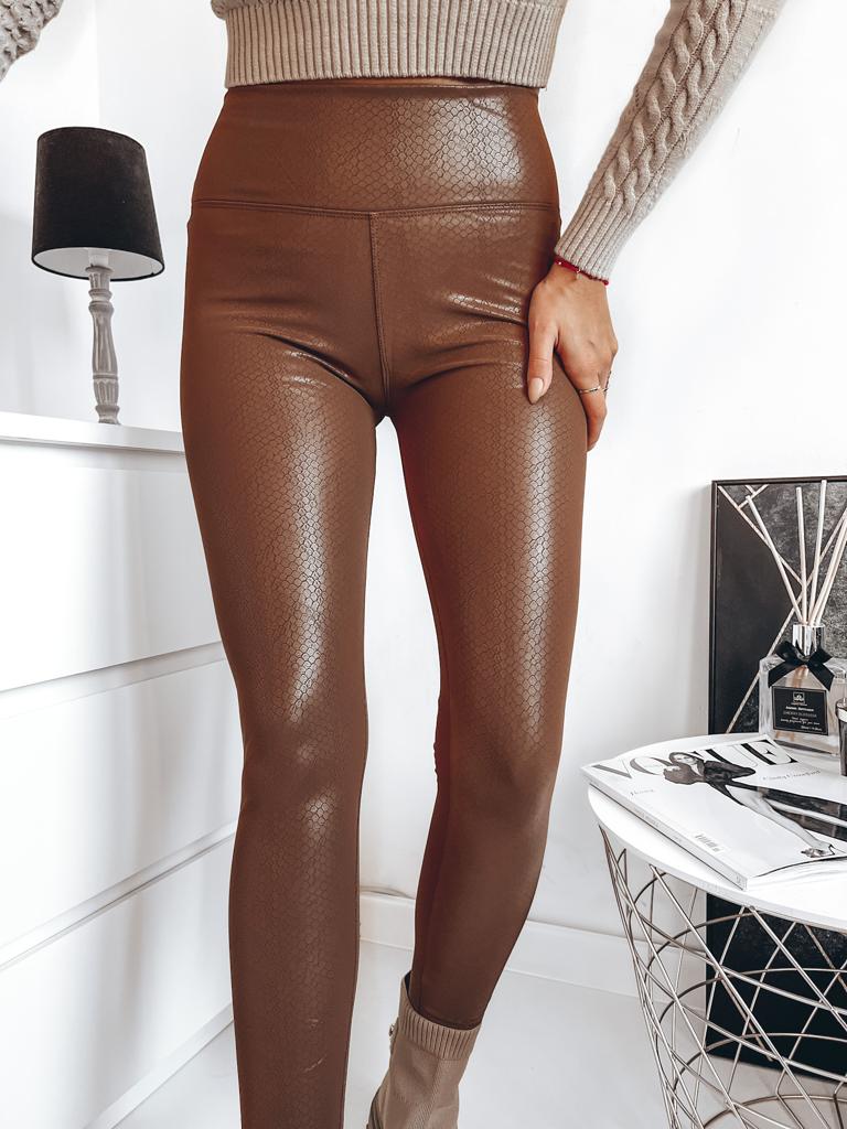 Zateplené koženkové legíny – camel Veľkosť: XL/XXL