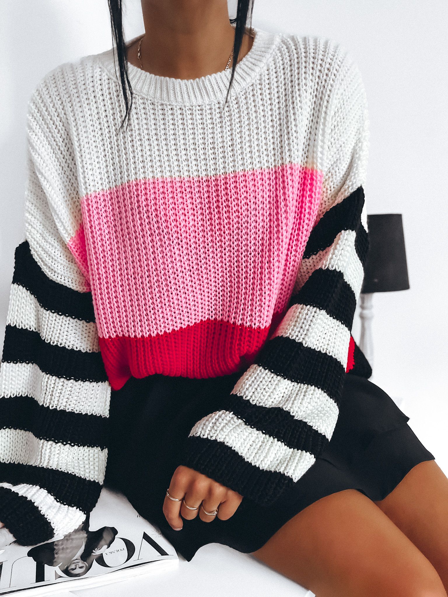 Oversize pruhovaný sveter Marionn Veľkosť: Univerzálna