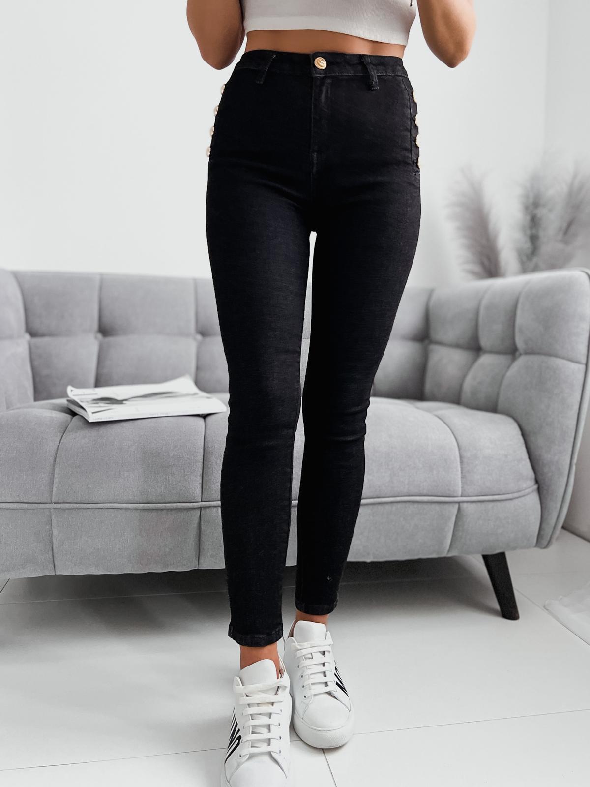 Elastické zdobené rifle – čierne Veľkosť: XL