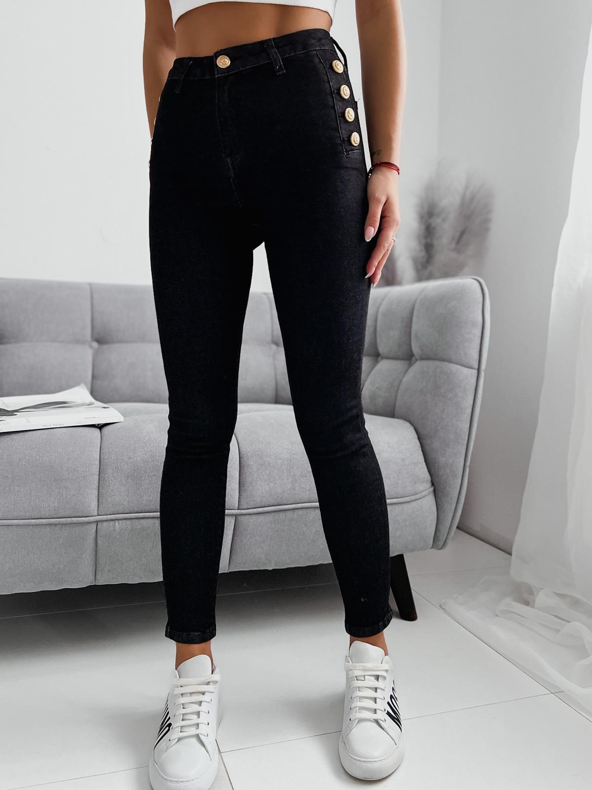 Elastické zdobené rifle – čierne Veľkosť: XL