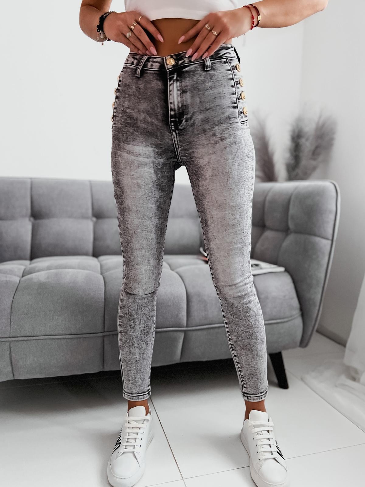 Elastické zdobené rifle – sivé Veľkosť: XL