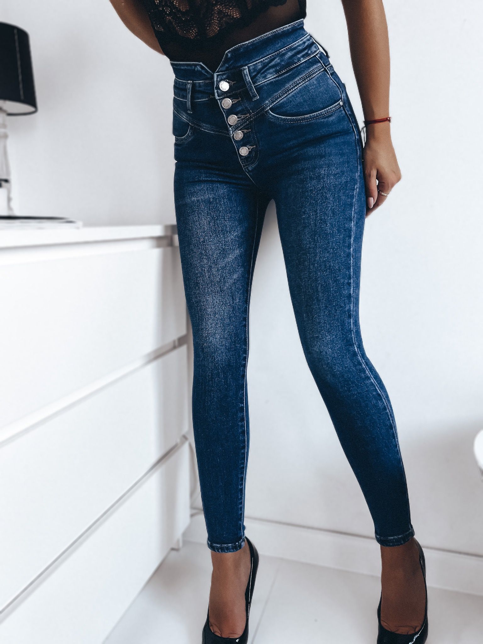 Elastické rifle M.Sara – tmavomodré Veľkosť: 31