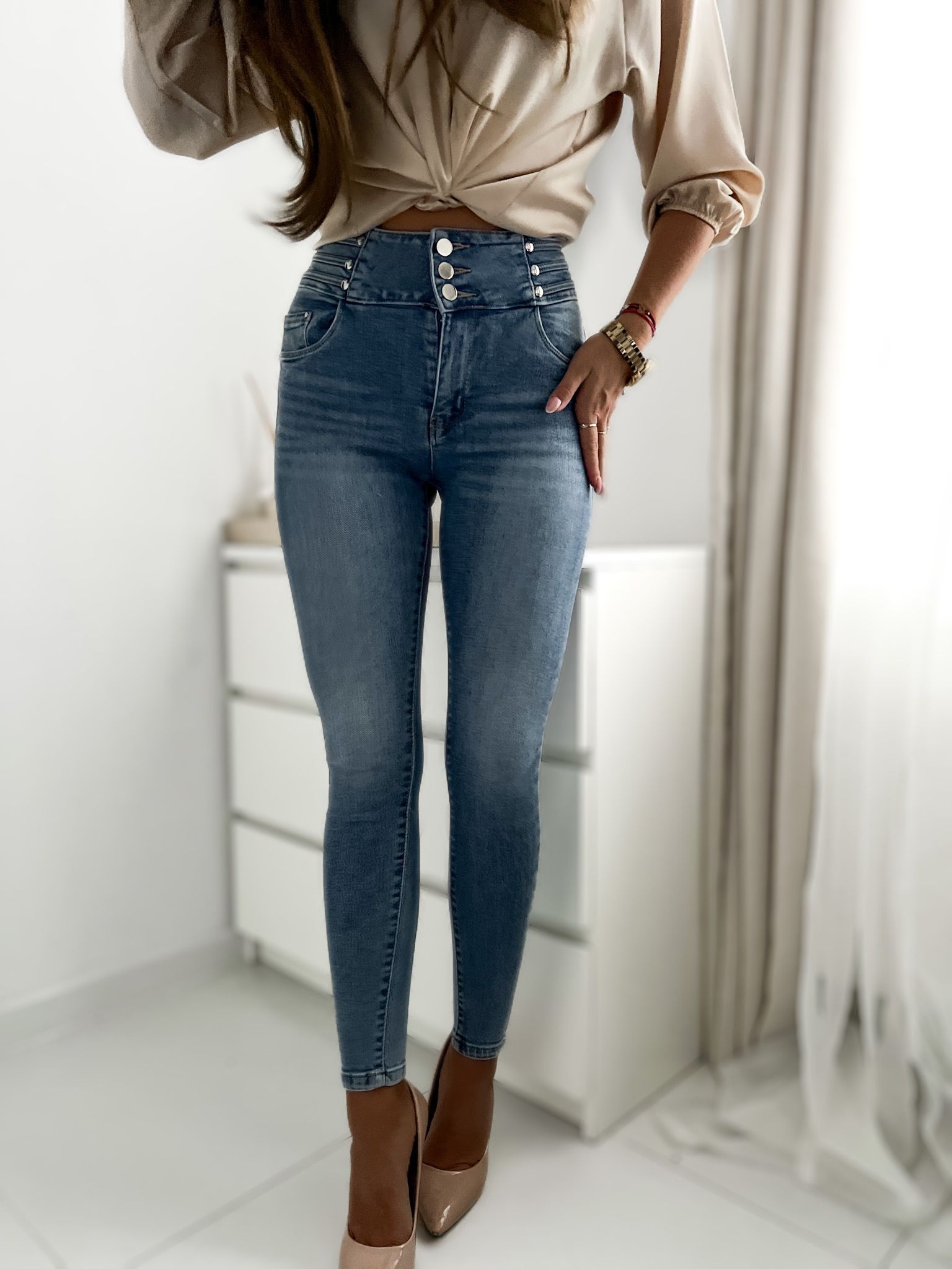 Elastické rifle M.Sara – modré Veľkosť: 31