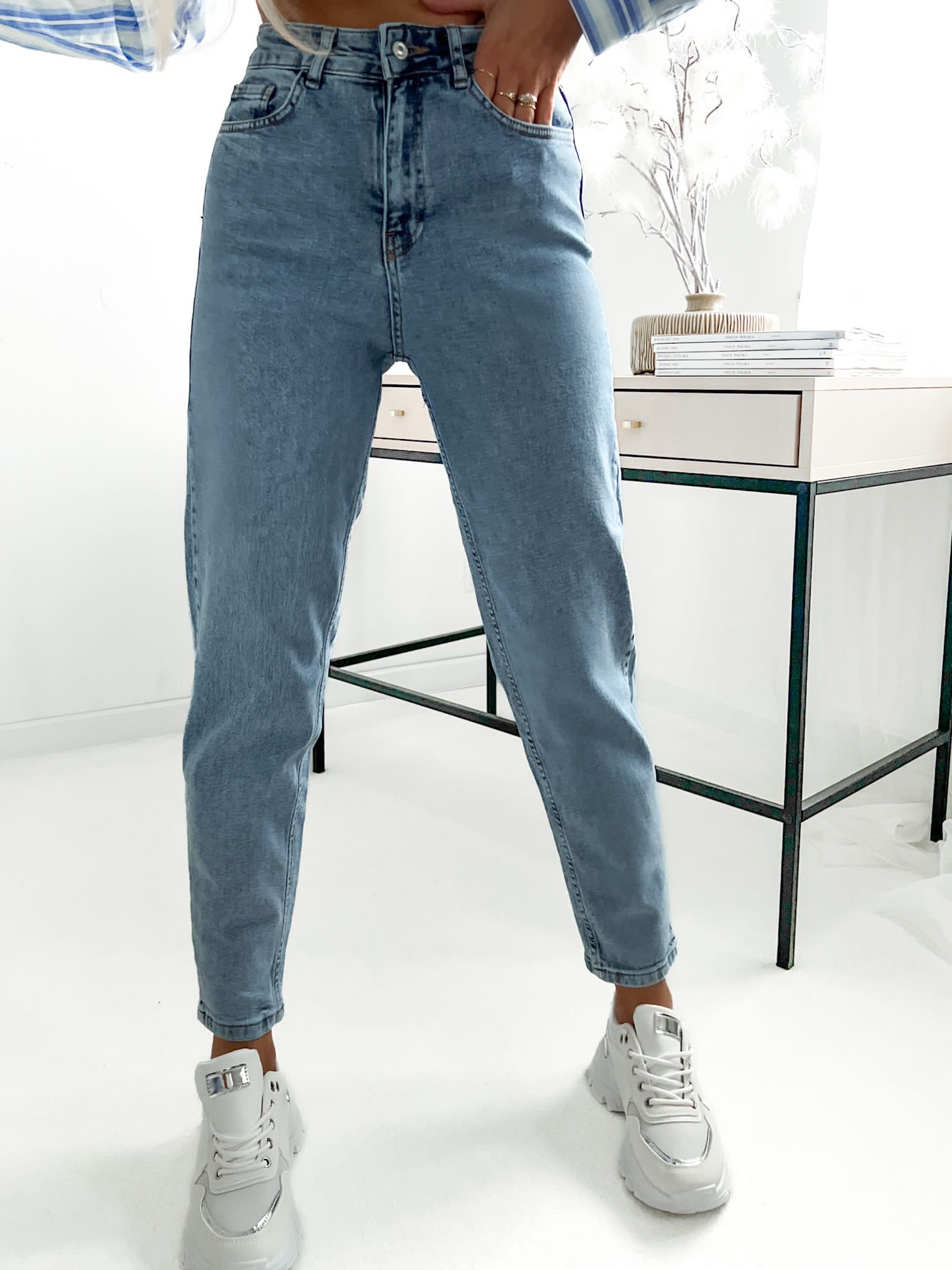 Elastické Boyfriend jeans – modré Veľkosť: 25