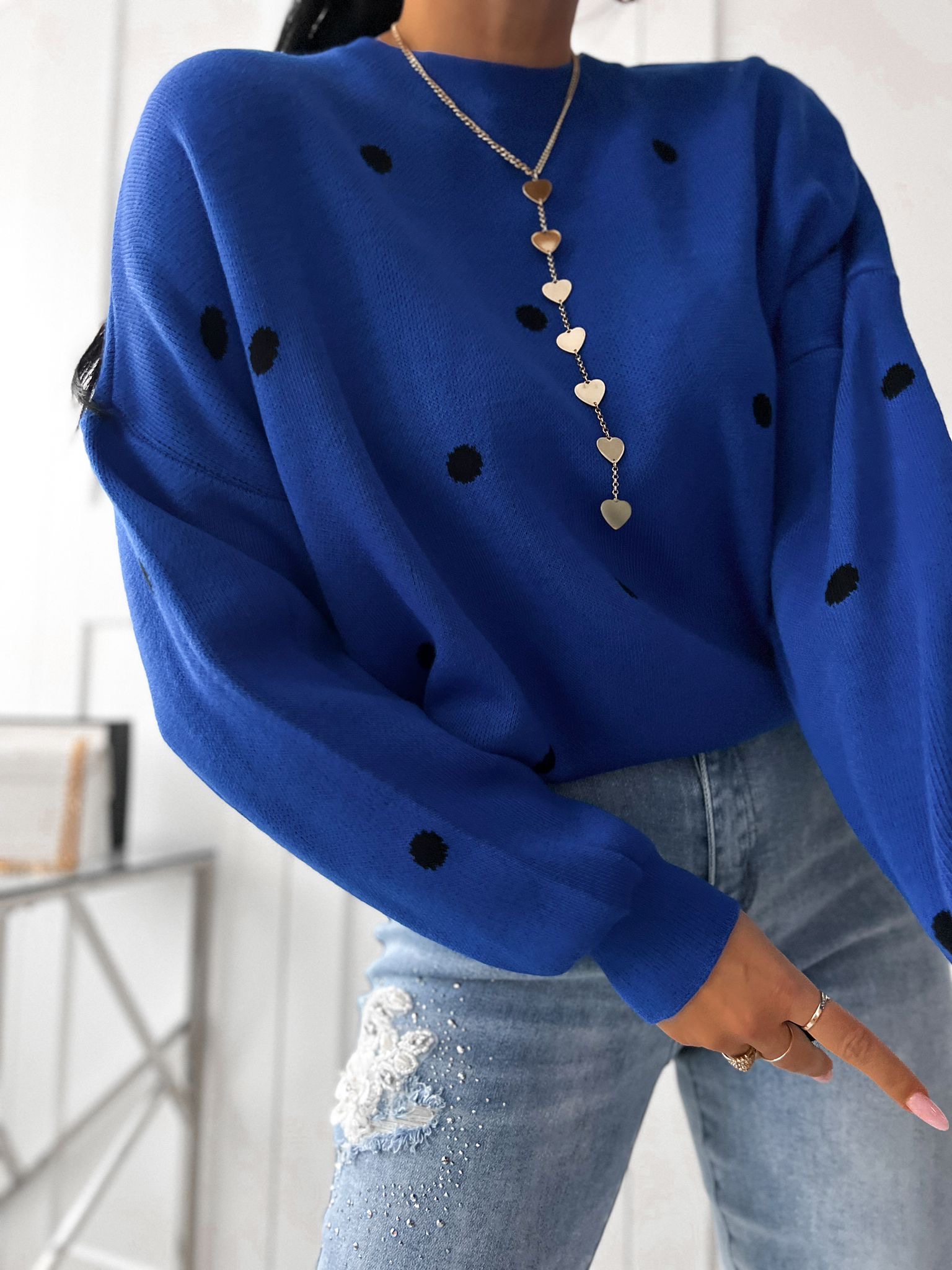 Dámsky oversize sveter Main – modrý Veľkosť: Univerzálna