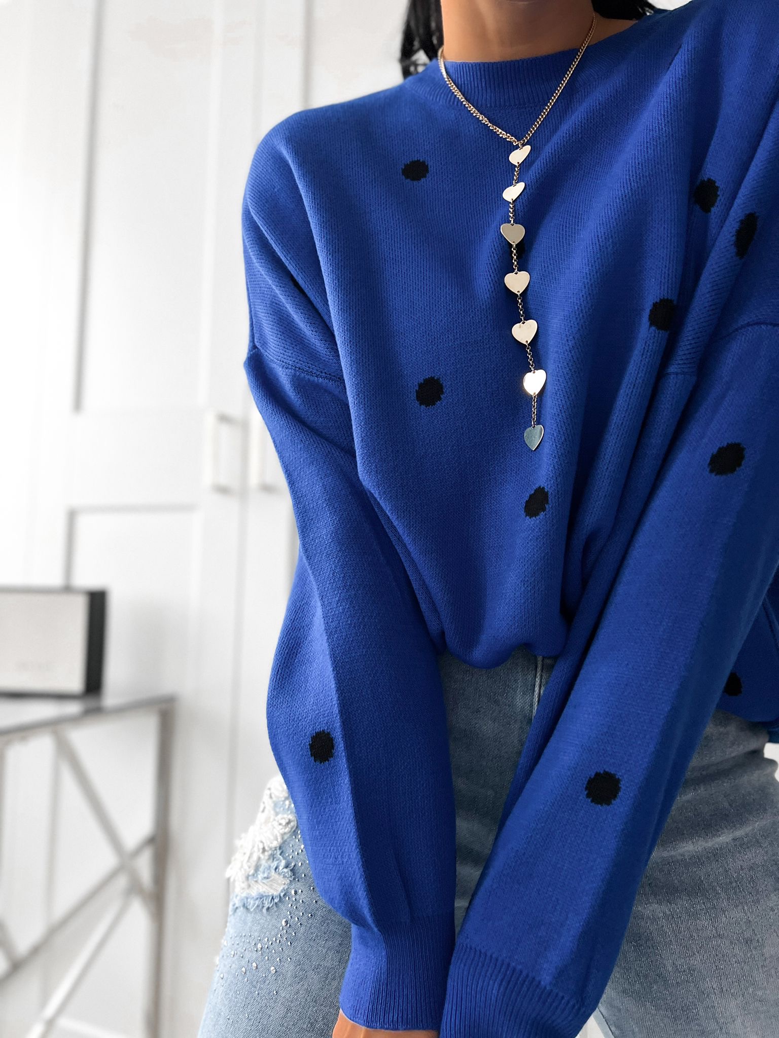 Dámsky oversize sveter Main – modrý Veľkosť: Univerzálna