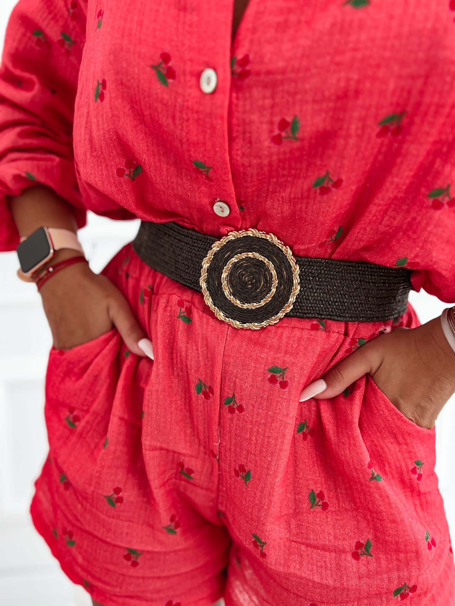 Slamený elastický opasok – čierny Veľkosť: Univerzálna