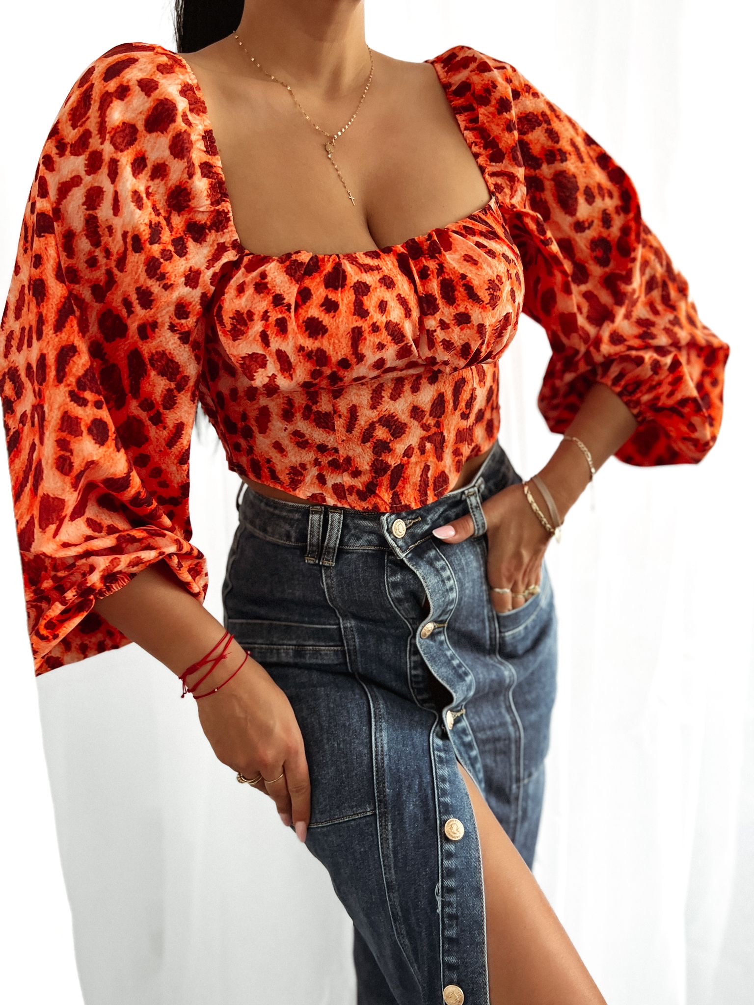 Leo crop top Denna – oranžový Veľkosť: Univerzálna