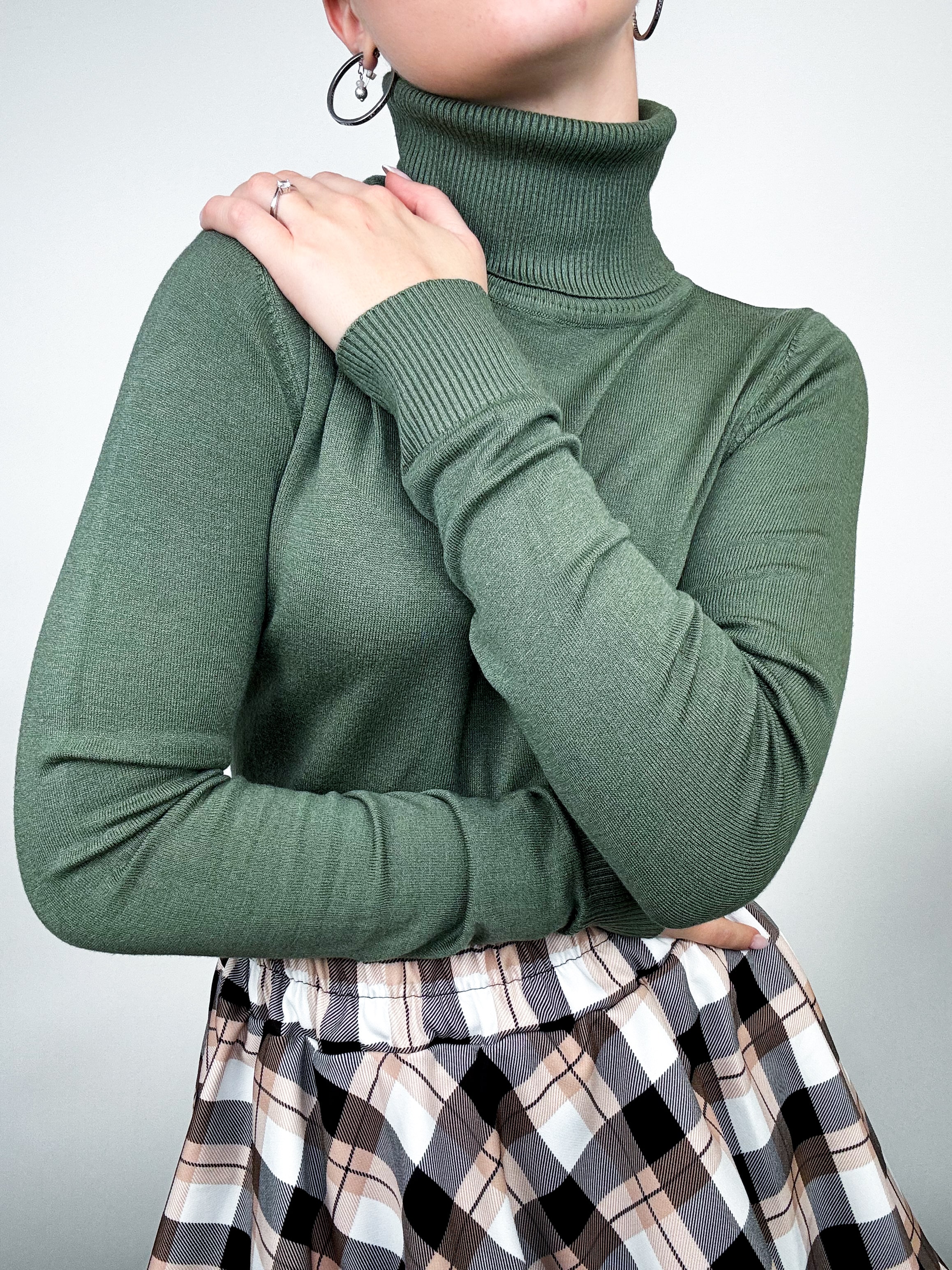 Hladký basic rolák Benna – zelený Veľkosť: Univerzálna