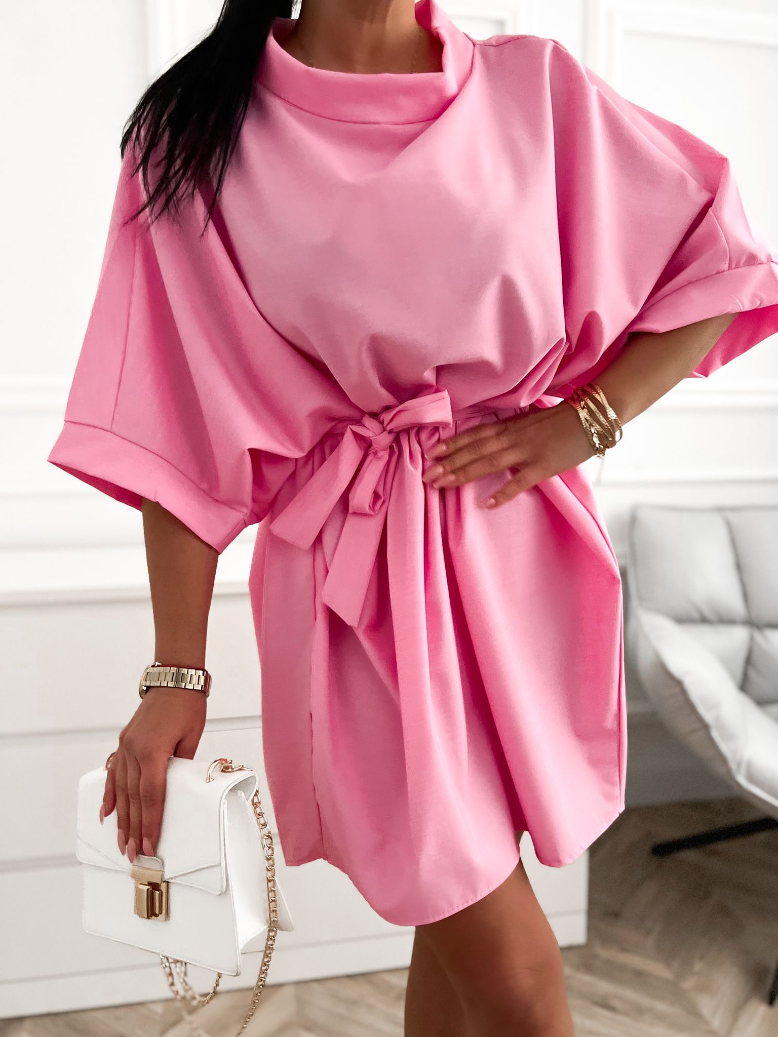 Oversize šaty Joel – ružové Veľkosť: Univerzálna