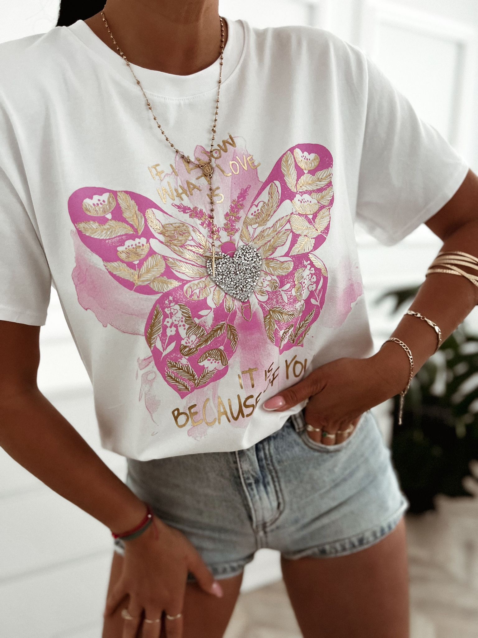 Bavlené tričko Lotte Pink – biele Veľkosť: Univerzálna