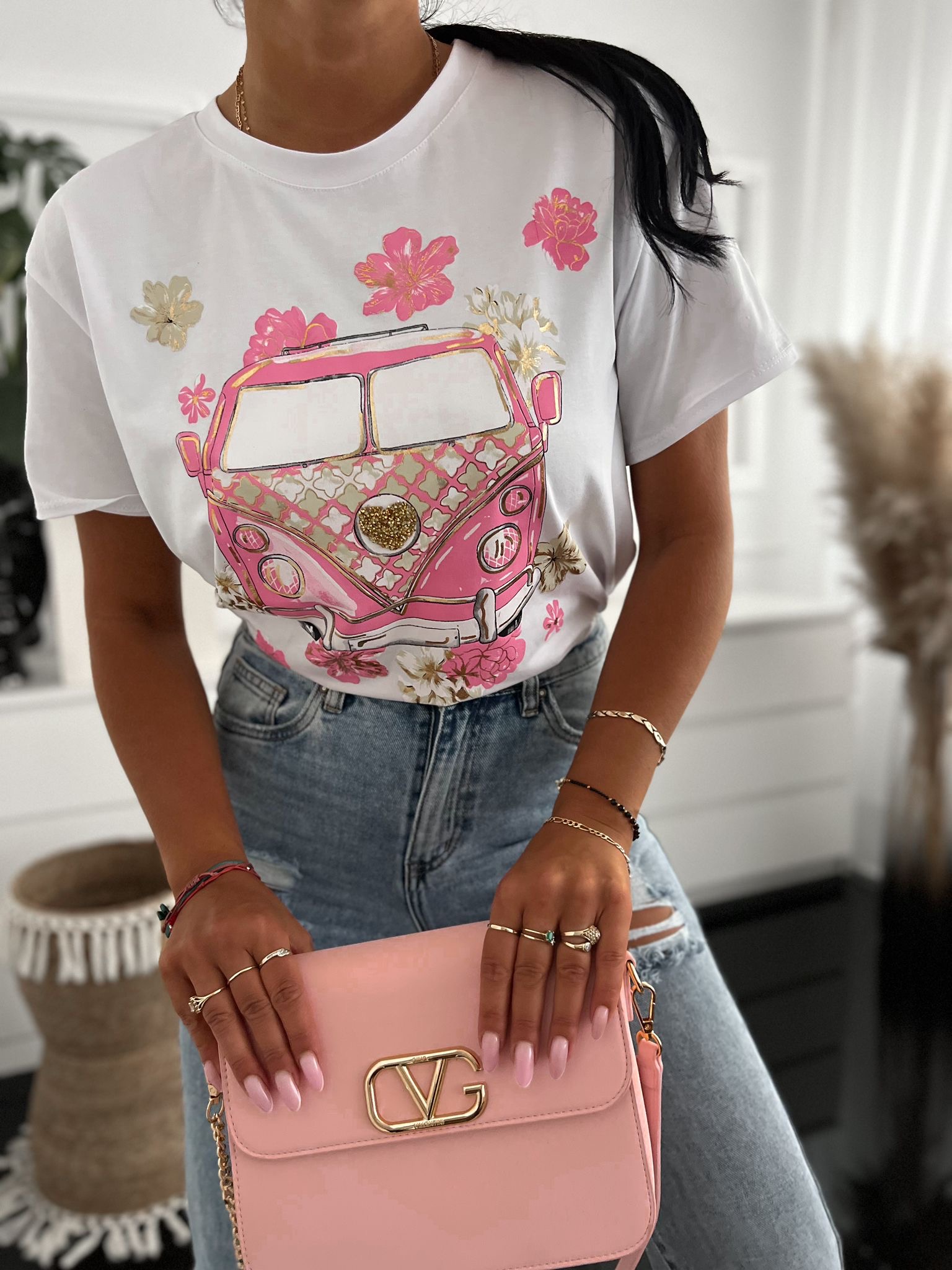 Bavlené tričko Nenna Pink – biele Veľkosť: Univerzálna