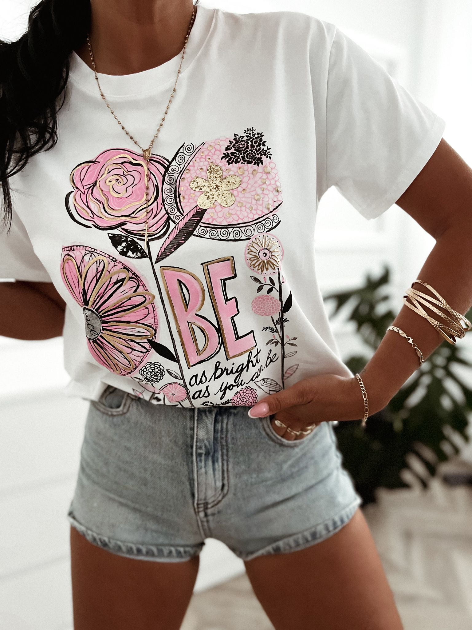 Bavlené tričko Jolie Pink – biele Veľkosť: Univerzálna