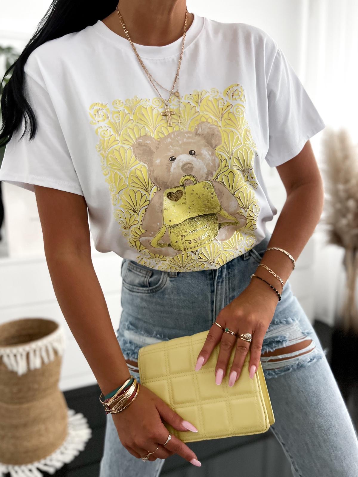 Bavlené tričko Benna Yellow – biele Veľkosť: Univerzálna