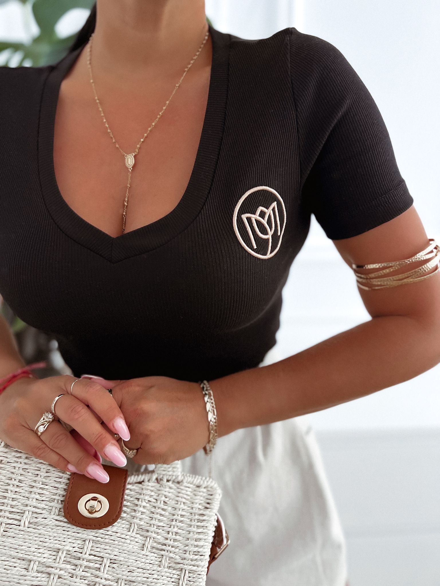 Rebrovaný top Alice – čierny Veľkosť: Univerzálna