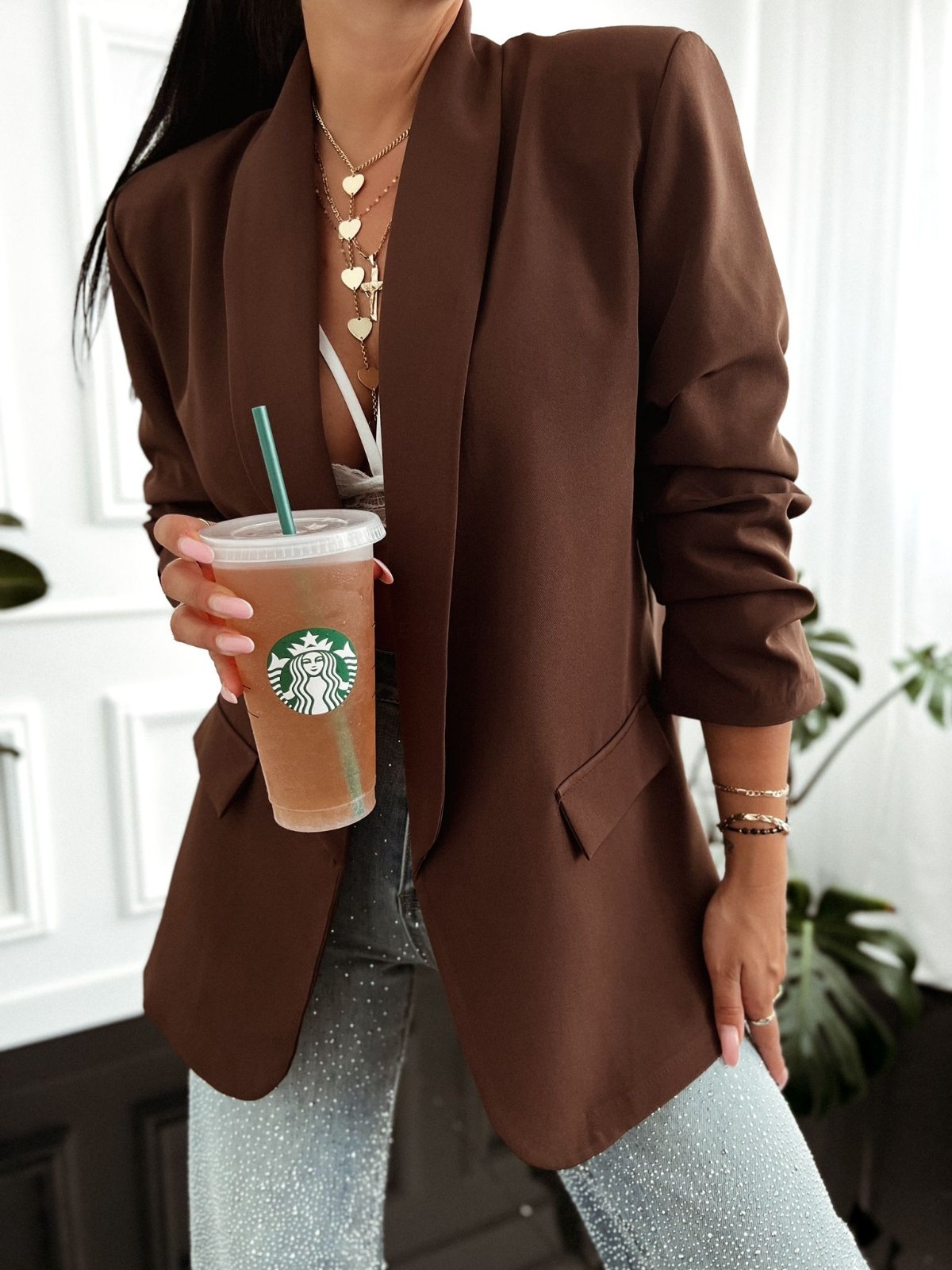 Dámske sako Abril – hnedé Veľkosť: Univerzálna