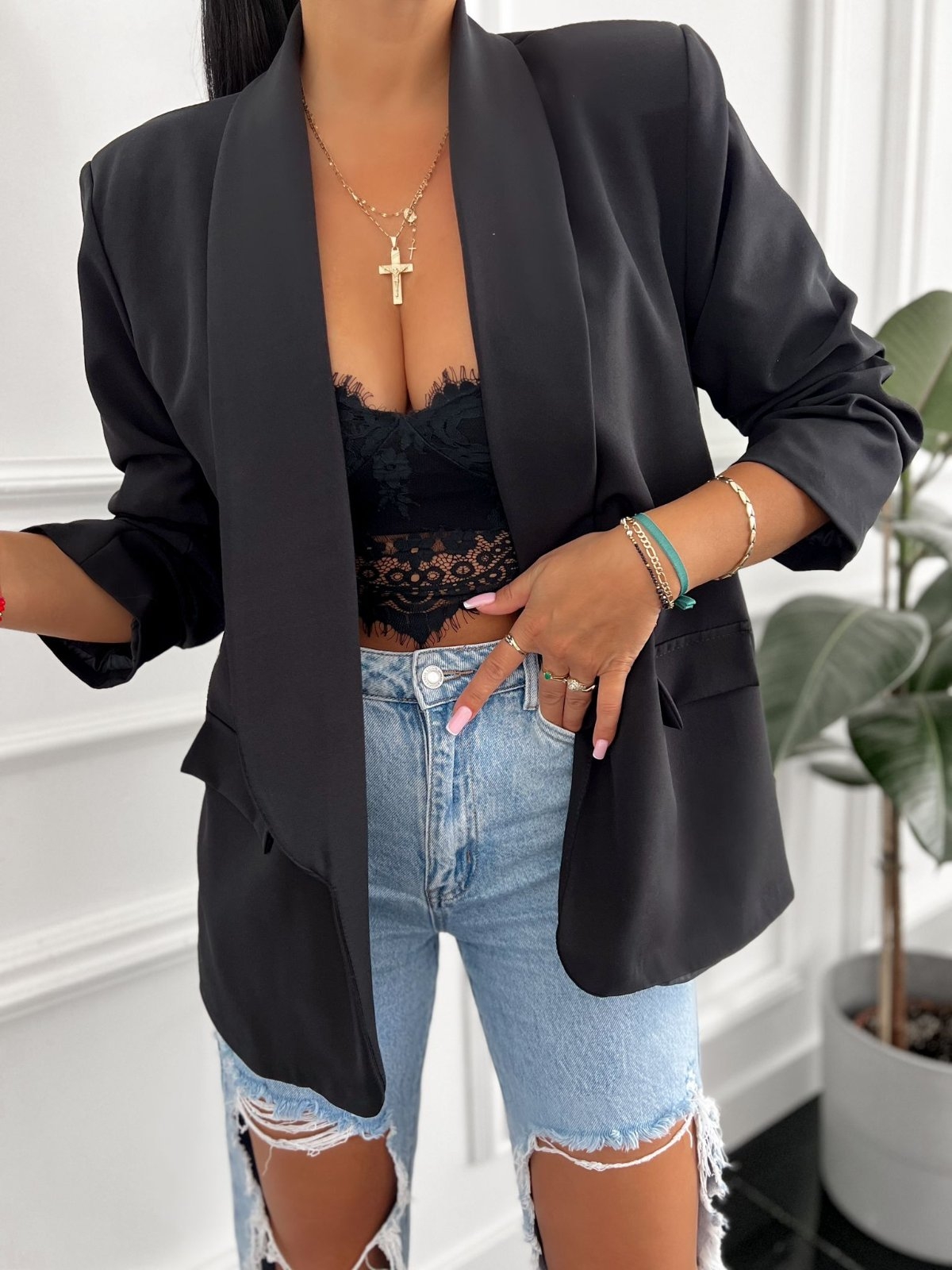 Dámske sako Abril – čierne Veľkosť: Univerzálna