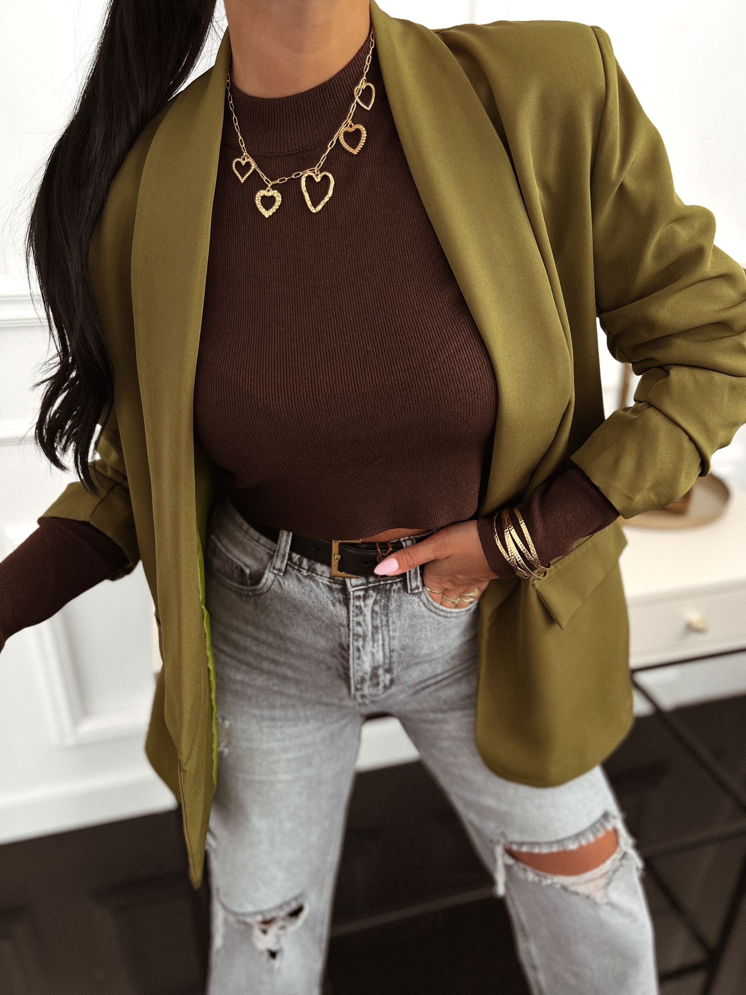 Dámske sako Abril – zelené Veľkosť: Univerzálna