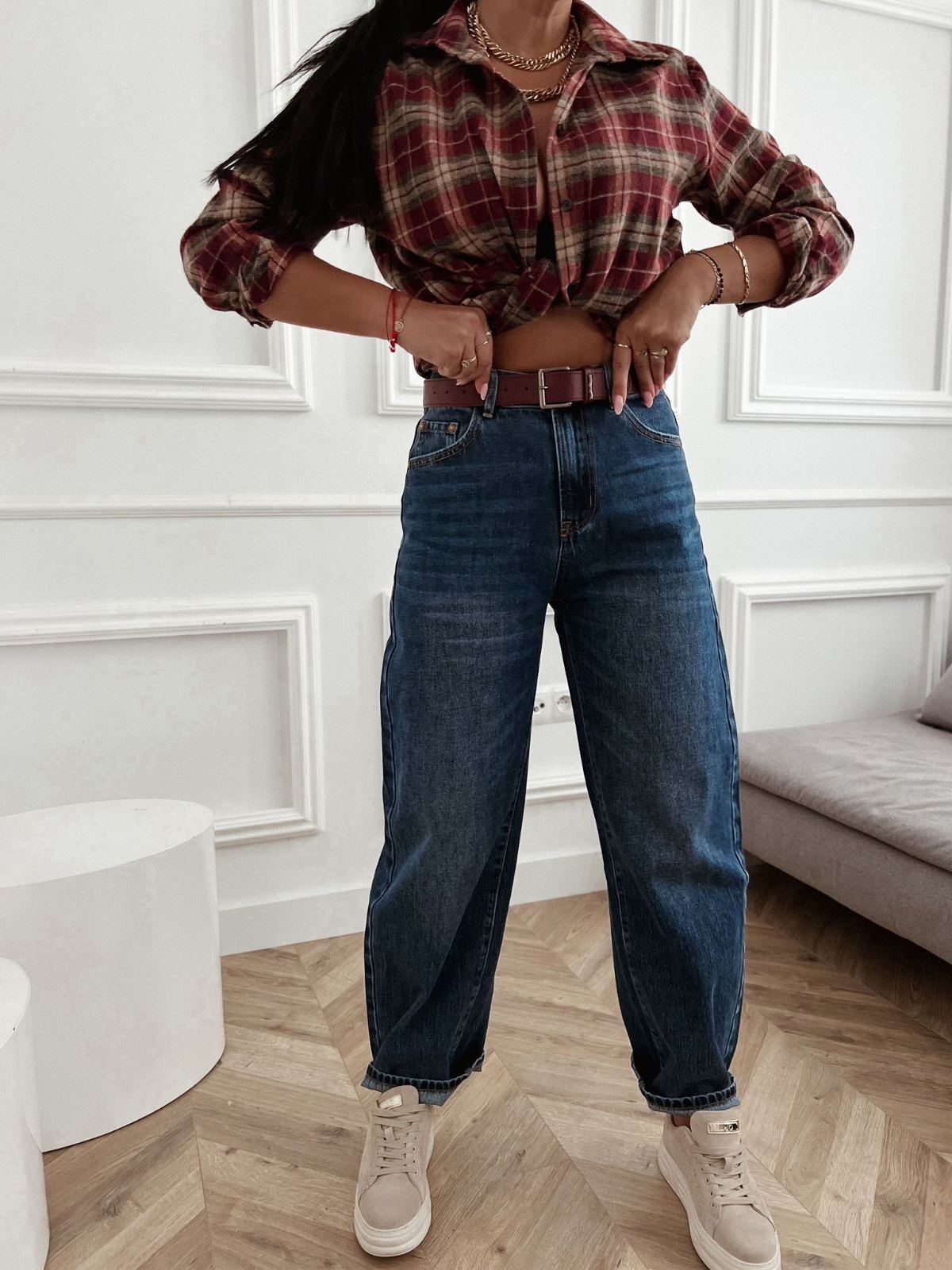 Barrel džínsy – modré Veľkosť: XXL