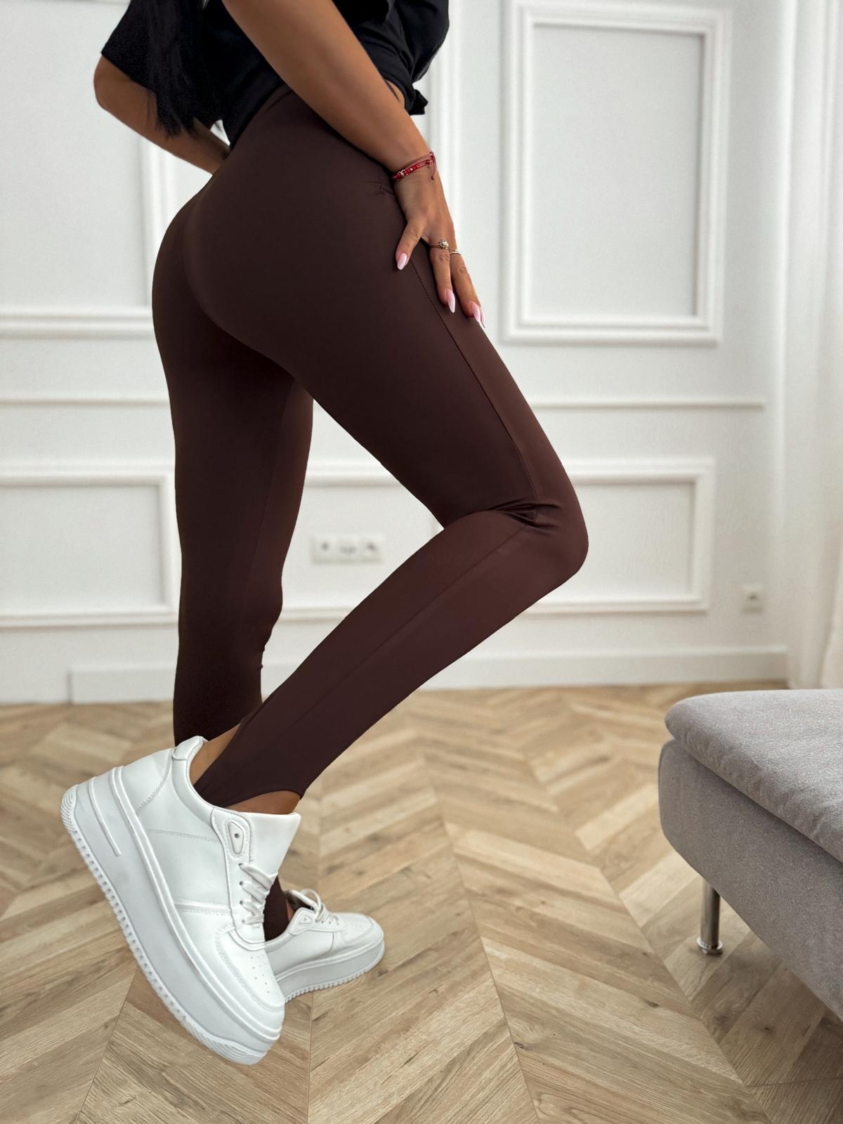 Hladké legíny Reyna – hnedé Veľkosť: Univerzálna