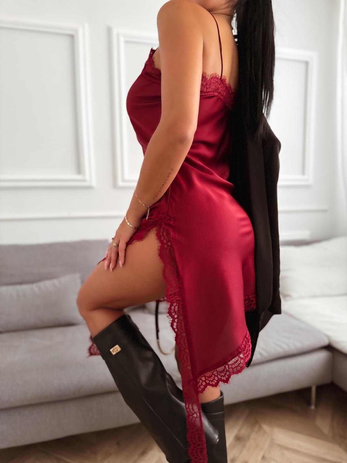 Čipkované šaty Maryssa – burgundy Veľkosť: Univerzálna