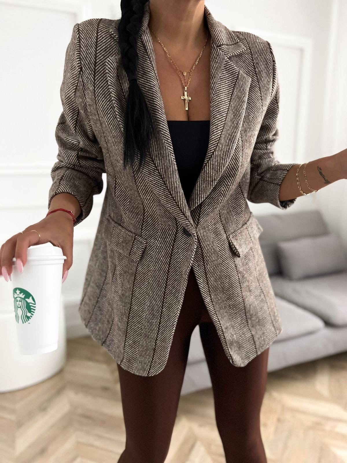 Dámske jesenné sako Donovan – hnedé Veľkosť: Univerzálna