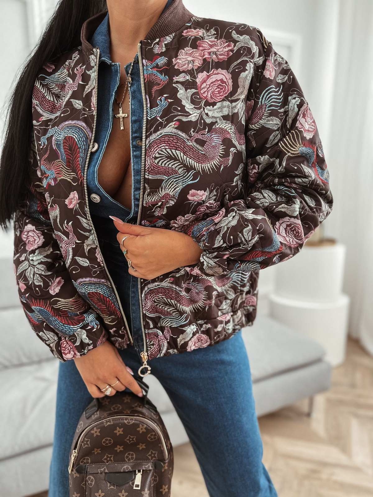 Dámska bomber bunda Hedda – hnedá Veľkosť: Univerzálna