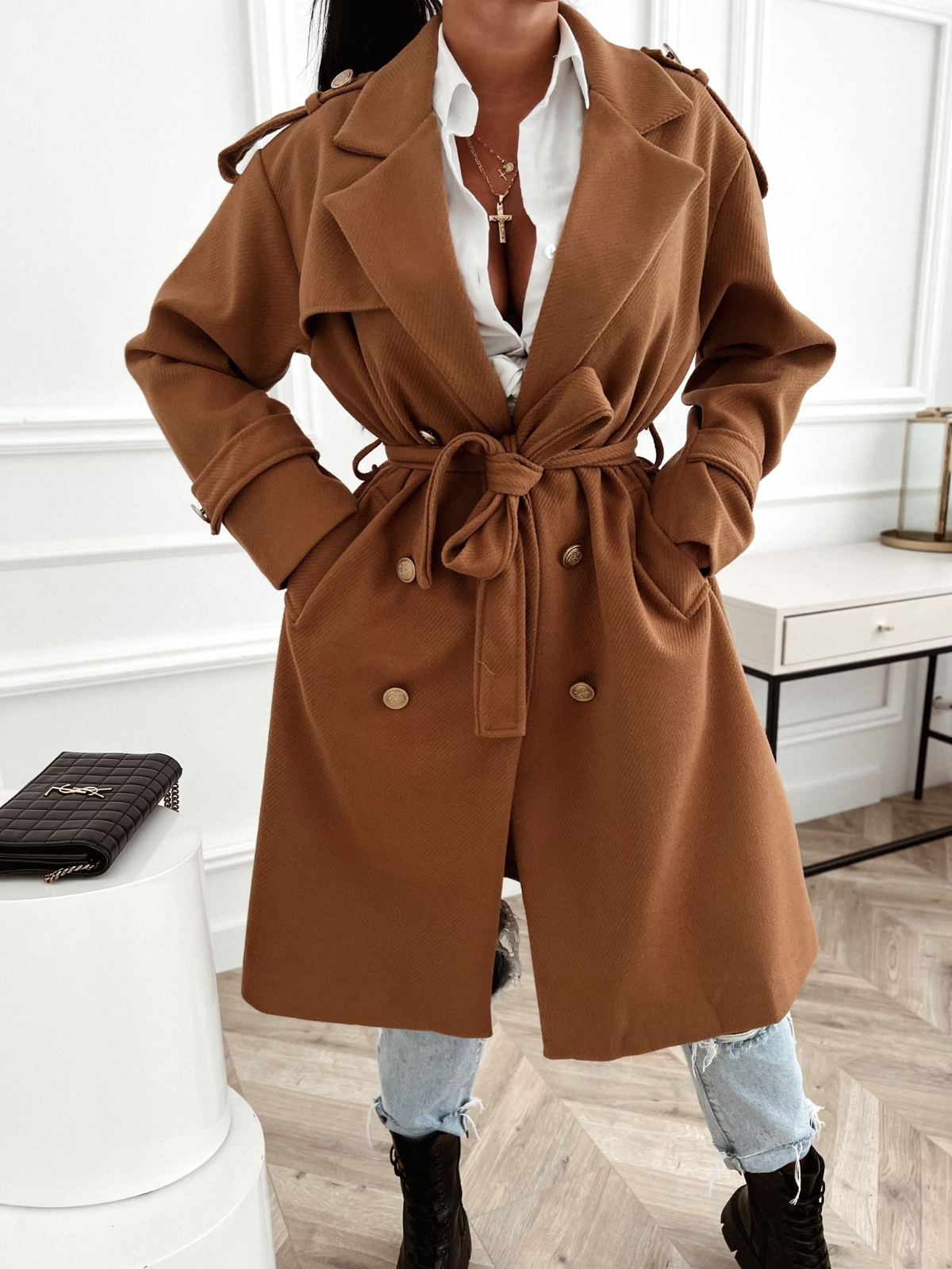 Dámsky kabát Fedra – hnedý Veľkosť: Univerzálna