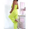 Dámsky nohavicový komplet Angela - neónovo zelený1
