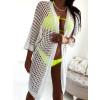 Háčkovaný plážový kaftan Larinne - biely