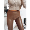 Zateplené koženkové legíny - camel4