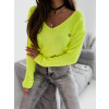 Sveter s brošňou Cornelia - neónovo žltý1