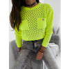 Perforovaný sveter Elianne - neónovo žltý