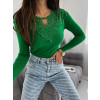 Svetríkový top s krajkou Reginne - zelený1