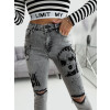 Potrhané mom jeans s potlačou - sivé1