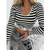 Pruhovaný crop top Lenna - bielo čierny