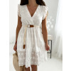 Madeirové šaty s opaskom Trixy - ecru