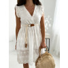 Madeirové šaty s opaskom Trixy - ecru1