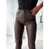 Elastické koženkové nohavice Bruna - hnedé1