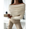 Úpletový svetrový top s rolákom Sara - bežový1